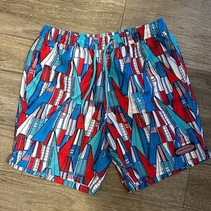 Vineyard Vines Red and Blue Sailboat Swim Trunks